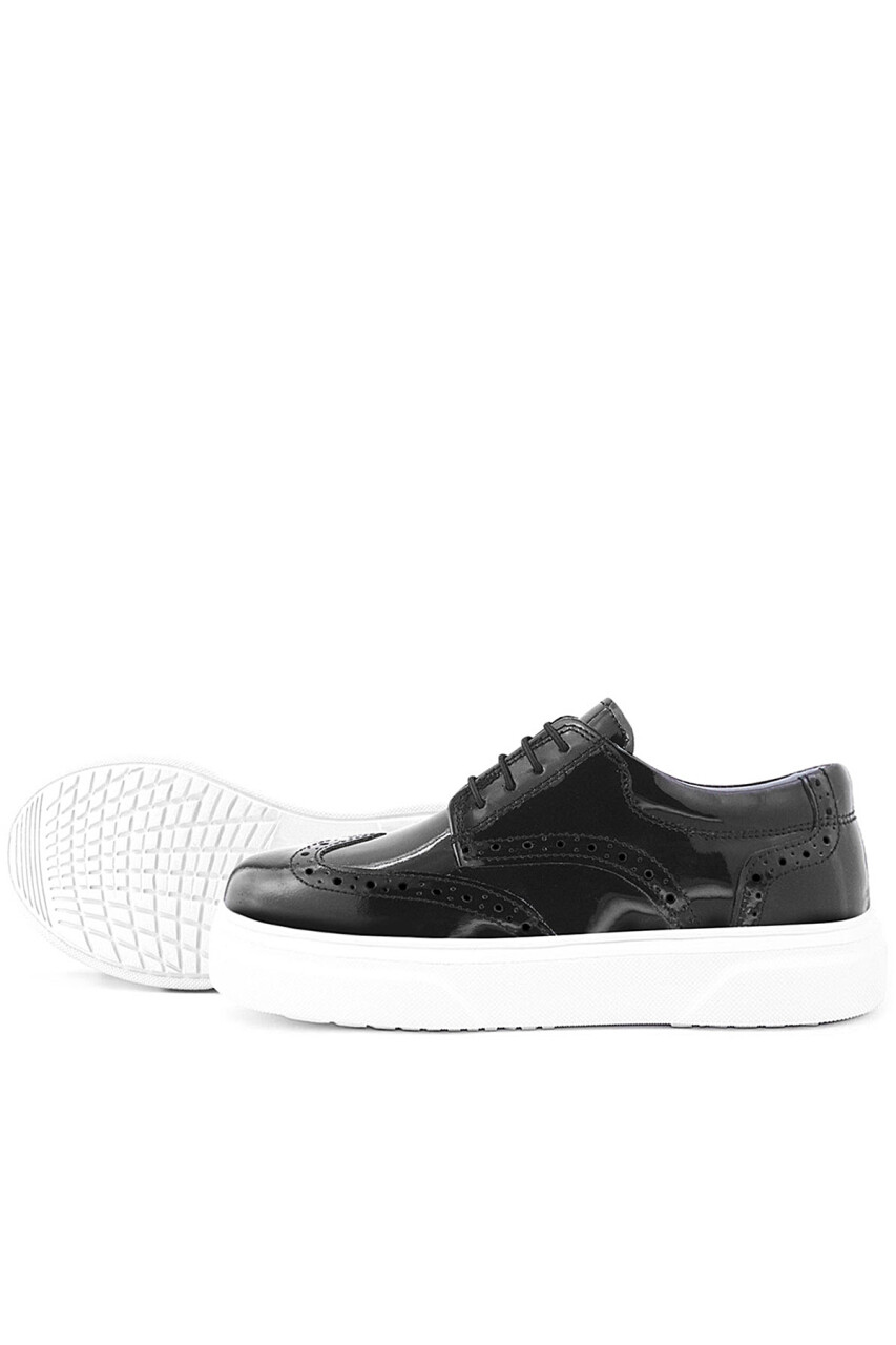 Rakerplus Hakiki Deri Siyah Rugan Oxford Çocuk Klasik Ayakkabı - 16