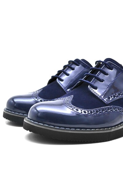 Rakerplus Hidra Lacivert Rugan Bağcıklı Erkek Çocuk Klasik Ayakkabı - 12