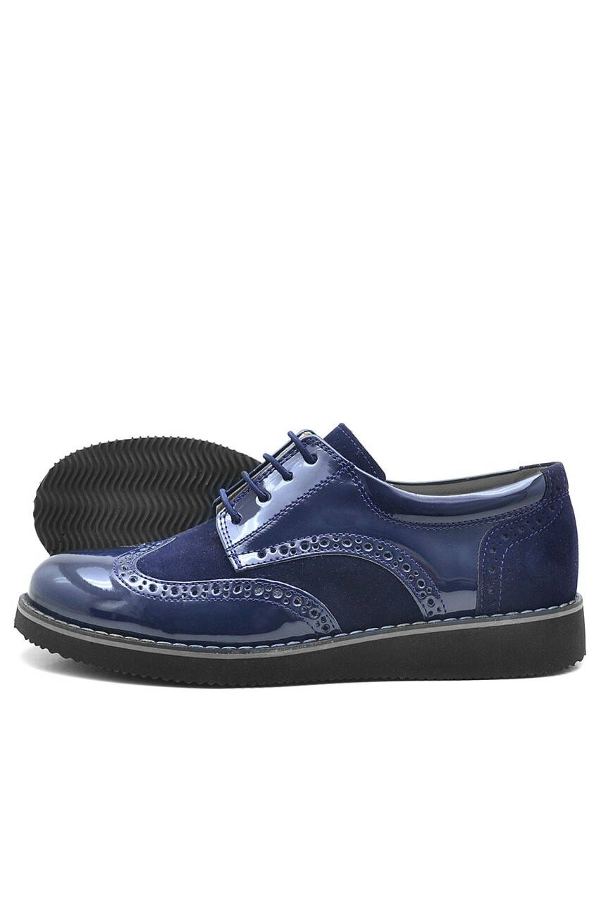 Rakerplus Hidra Lacivert Rugan Bağcıklı Erkek Çocuk Klasik Ayakkabı - 28