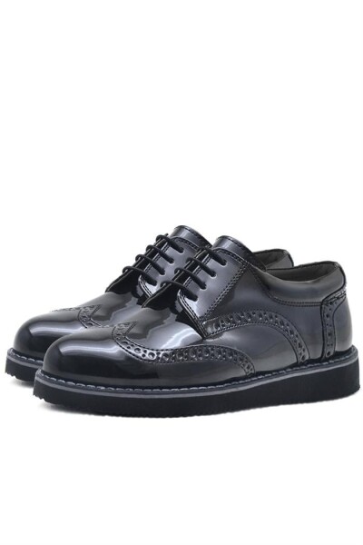 Rakerplus Hidra Siyah Rugan Lastik Bağcıklı Erkek Çocuk Klasik Ayakkabı - 4