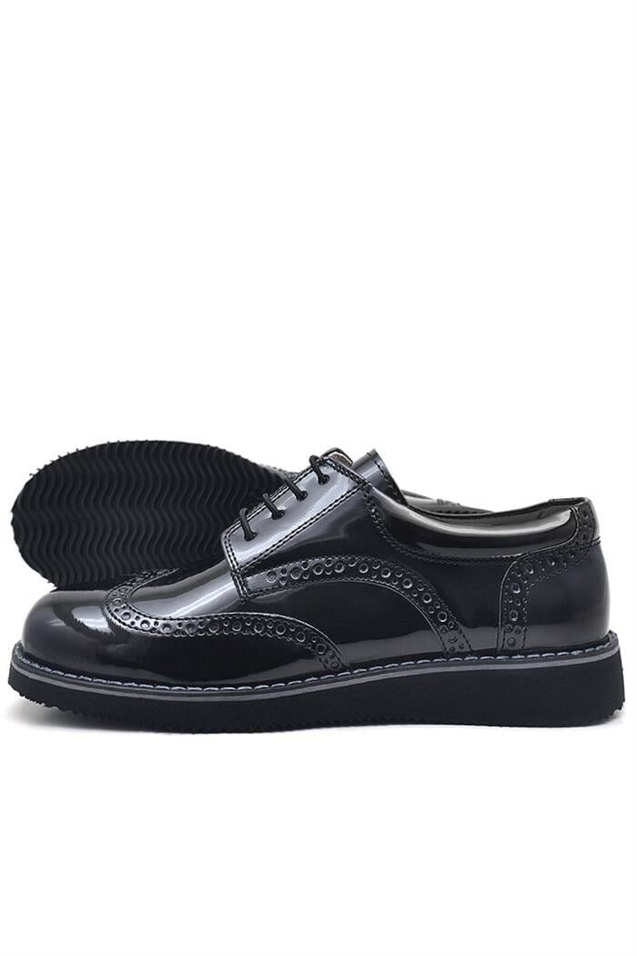 Rakerplus Hidra Siyah Rugan Lastik Bağcıklı Erkek Çocuk Klasik Ayakkabı - 5