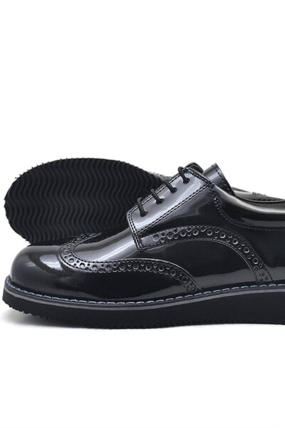 Rakerplus Hidra Siyah Rugan Lastik Bağcıklı Erkek Çocuk Klasik Ayakkabı - 7