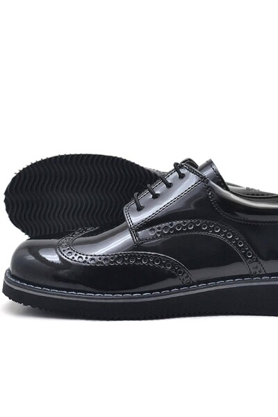 Rakerplus Hidra Siyah Rugan Lastik Bağcıklı Erkek Çocuk Klasik Ayakkabı - 35