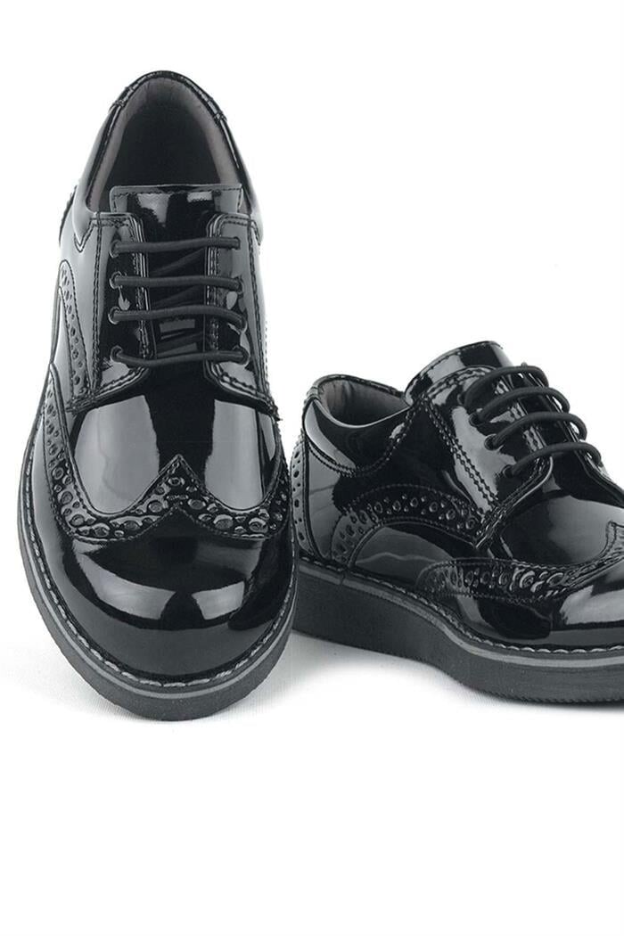 Rakerplus Hidra Siyah Rugan Lastik Bağcıklı Erkek Çocuk Klasik Ayakkabı - 8