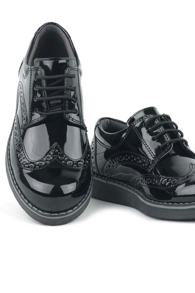 Rakerplus Hidra Siyah Rugan Lastik Bağcıklı Erkek Çocuk Klasik Ayakkabı - 24