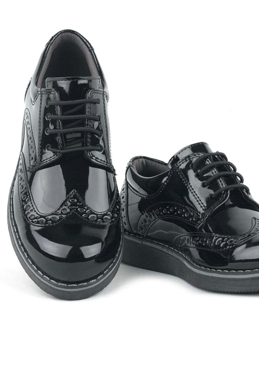 Rakerplus Hidra Siyah Rugan Lastik Bağcıklı Erkek Çocuk Klasik Ayakkabı - 24