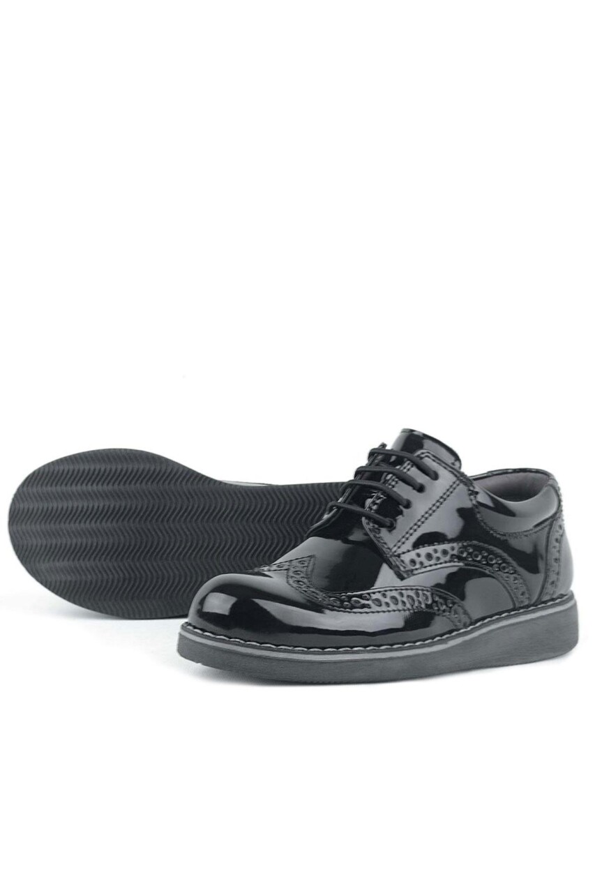 Rakerplus Hidra Siyah Rugan Lastik Bağcıklı Erkek Çocuk Klasik Ayakkabı - 36