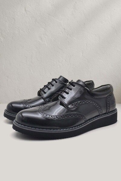 Rakerplus Hidra Siyah Rugan Lastik Bağcıklı Erkek Çocuk Klasik Ayakkabı - 41