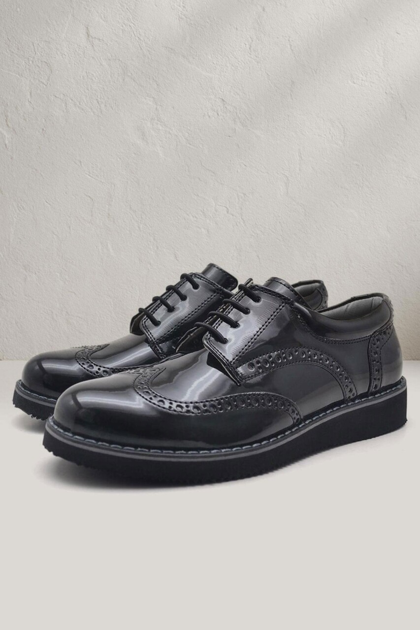 Rakerplus Hidra Siyah Rugan Lastik Bağcıklı Erkek Çocuk Klasik Ayakkabı - 57