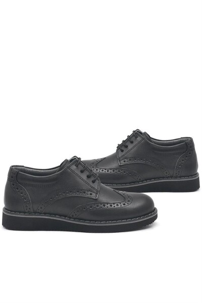 Rakerplus Hakiki Deri Bağcıklı Siyah Erkek Çocuk Klasik Okul Ayakkabı - 7