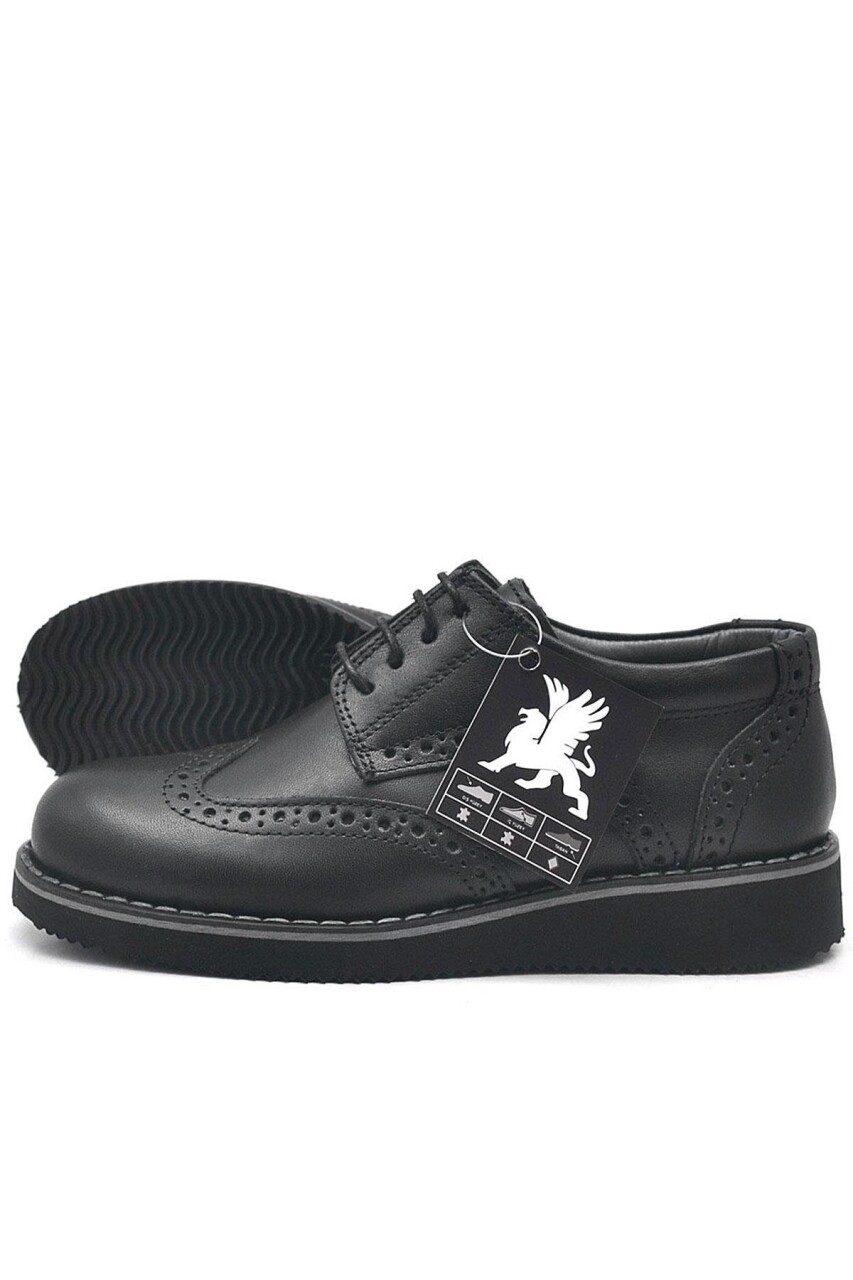Rakerplus Hakiki Deri Bağcıklı Siyah Erkek Çocuk Klasik Okul Ayakkabı - 11