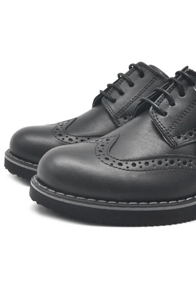 Rakerplus Hakiki Deri Bağcıklı Siyah Erkek Çocuk Klasik Okul Ayakkabı - 12