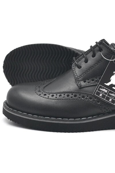 Rakerplus Hakiki Deri Bağcıklı Siyah Erkek Çocuk Klasik Okul Ayakkabı - 13