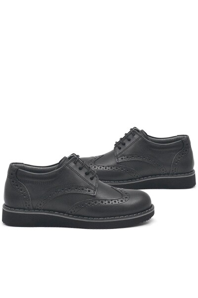 Rakerplus Hakiki Deri Bağcıklı Siyah Erkek Çocuk Klasik Okul Ayakkabı - 14