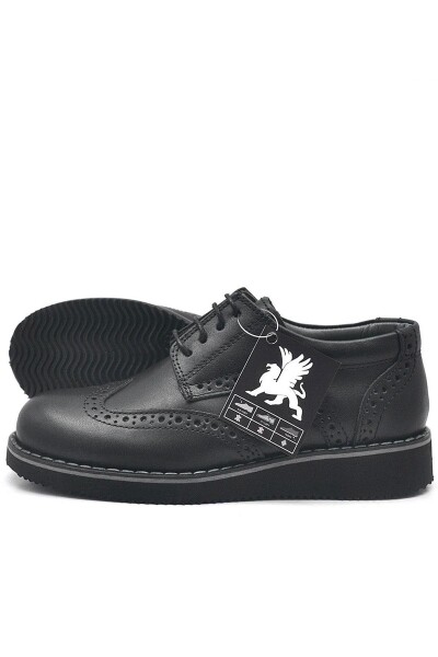 Rakerplus Hakiki Deri Bağcıklı Siyah Erkek Çocuk Klasik Okul Ayakkabı - 18