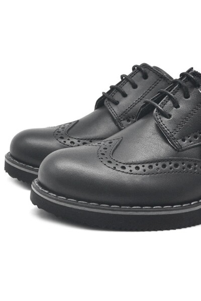Rakerplus Hakiki Deri Bağcıklı Siyah Erkek Çocuk Klasik Okul Ayakkabı - 40