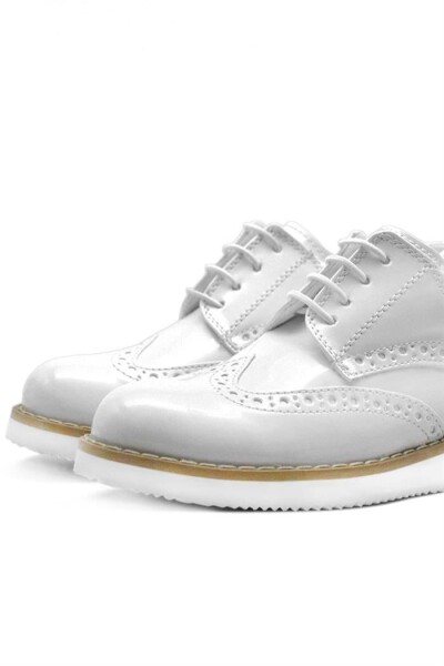 Rakerplus Hidra Beyaz Rugan Bağcıklı Erkek Çocuk Ayakkabı - 6