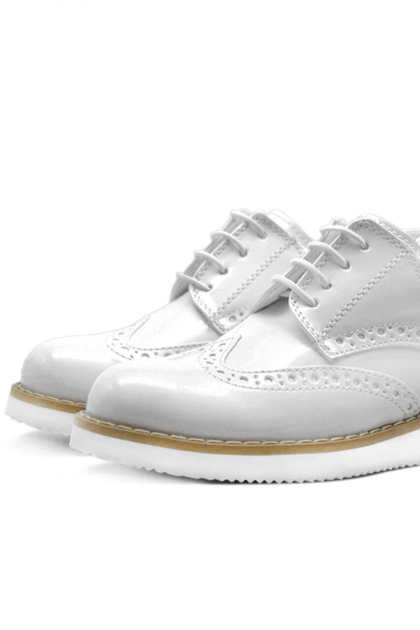 Rakerplus Hidra Beyaz Rugan Bağcıklı Erkek Çocuk Ayakkabı - 27