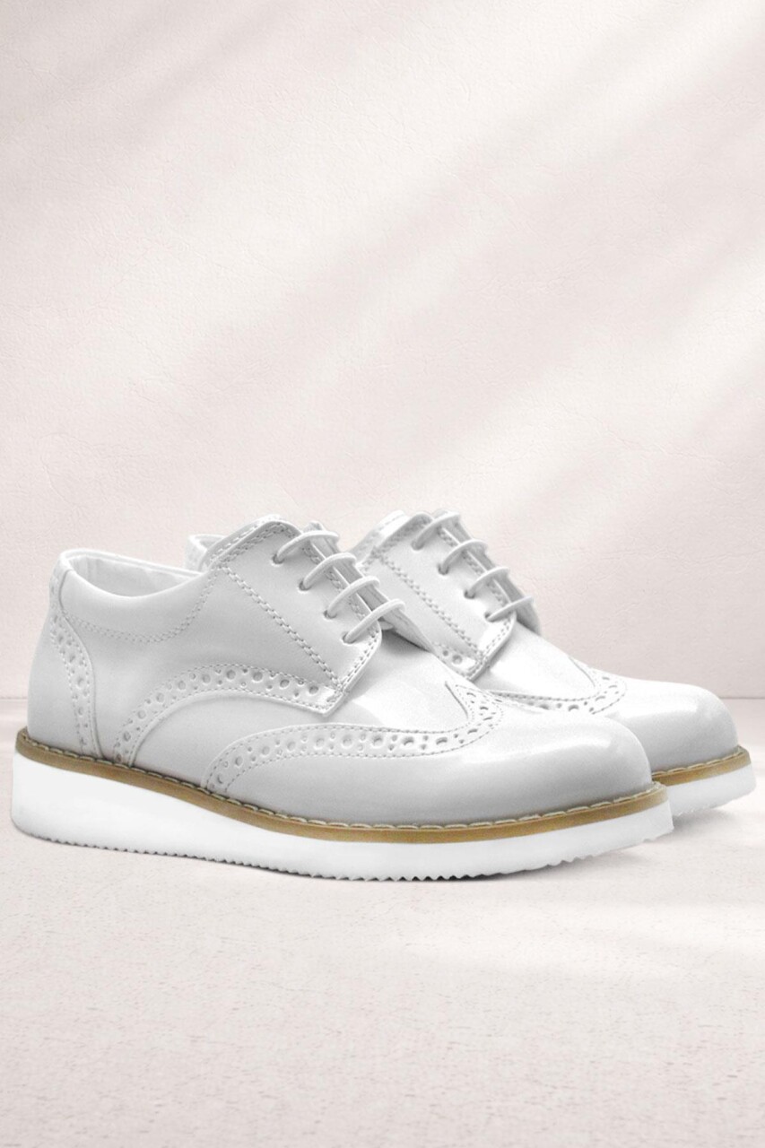 Rakerplus Hidra Beyaz Rugan Bağcıklı Erkek Çocuk Ayakkabı - 84