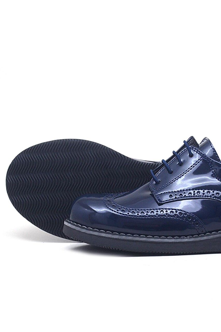 Rakerplus Lacivert Rugan Bağcıklı Klasik Erkek Çocuk Ayakkabı - 56