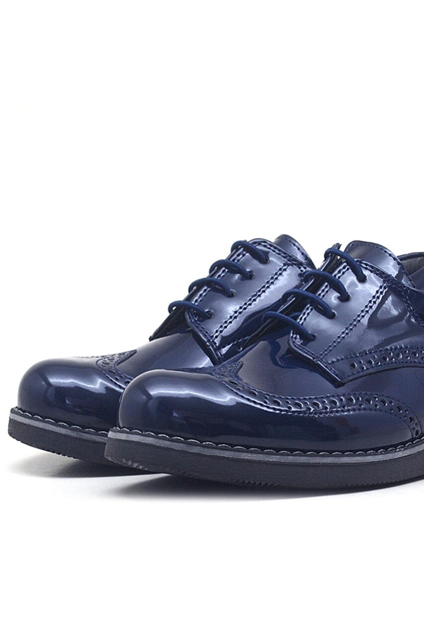 Rakerplus Lacivert Rugan Bağcıklı Klasik Erkek Çocuk Ayakkabı - 62