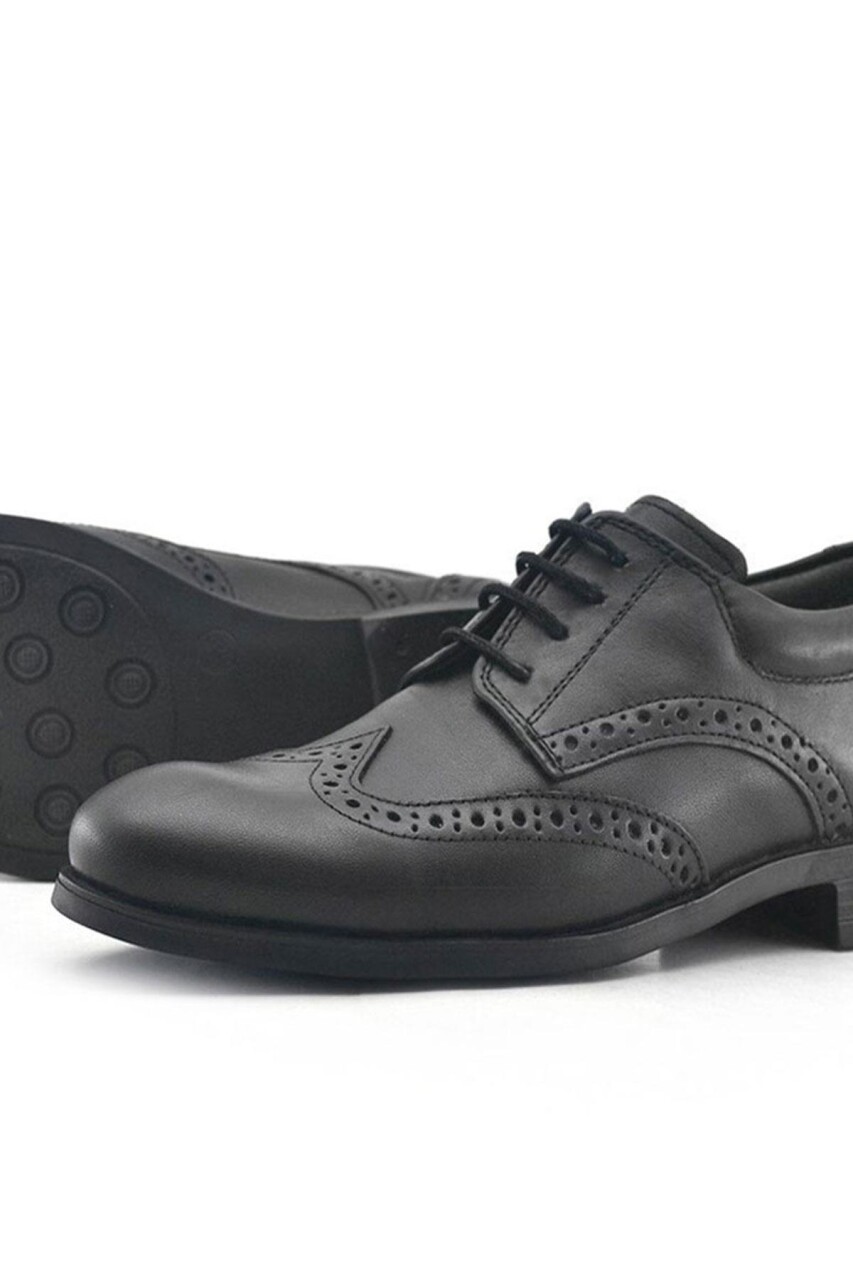 Rakerplus Titan Hakiki Deri Siyah Klasik Erkek Çocuk Ayakkabısı - 5