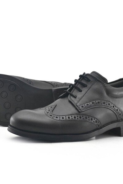 Rakerplus Titan Hakiki Deri Siyah Klasik Erkek Çocuk Ayakkabısı - 30