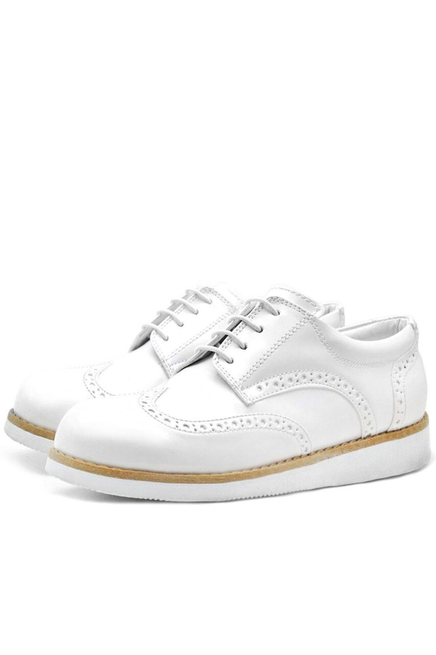 Rakerplus Hidra Beyaz Rugan Bağcıklı Günlük Erkek Genç Ayakkabı - 30