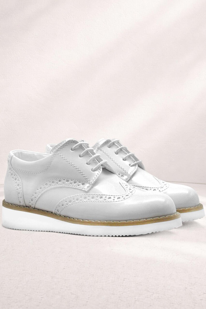 Rakerplus Hidra Beyaz Rugan Bağcıklı Günlük Erkek Genç Ayakkabı - 35