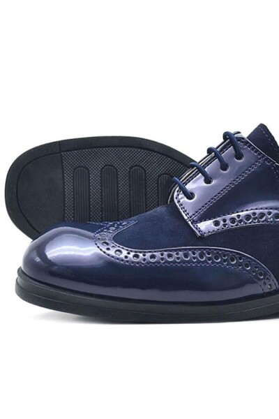 Rakerplus Titan Lacivert Rugan Bağcıklı Süet Detaylı Klasik Erkek Çocuk Ayakkabı - 6