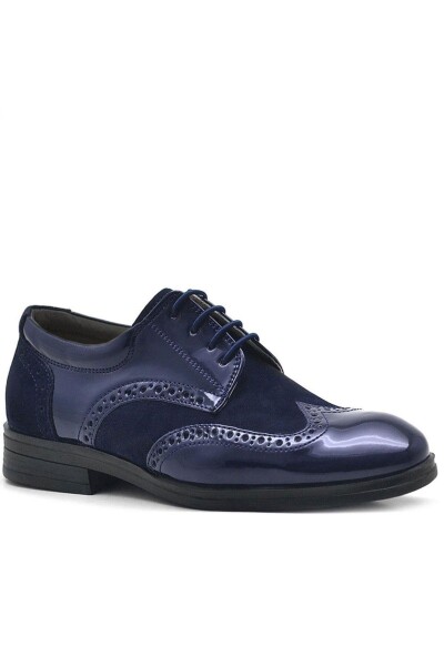 Rakerplus Titan Lacivert Rugan Bağcıklı Süet Detaylı Klasik Erkek Çocuk Ayakkabı - 8