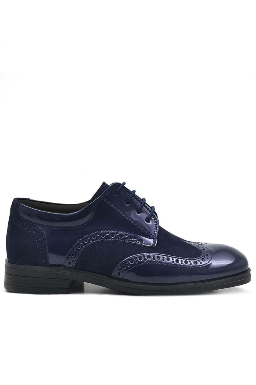 Rakerplus Titan Lacivert Rugan Bağcıklı Süet Detaylı Klasik Erkek Çocuk Ayakkabı - 9