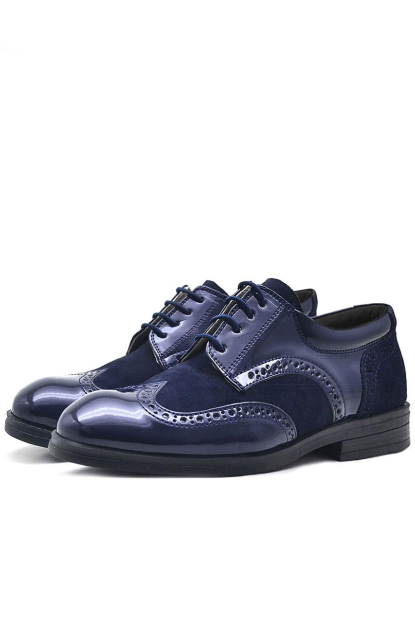 Rakerplus Titan Lacivert Rugan Bağcıklı Süet Detaylı Klasik Erkek Çocuk Ayakkabı - 17