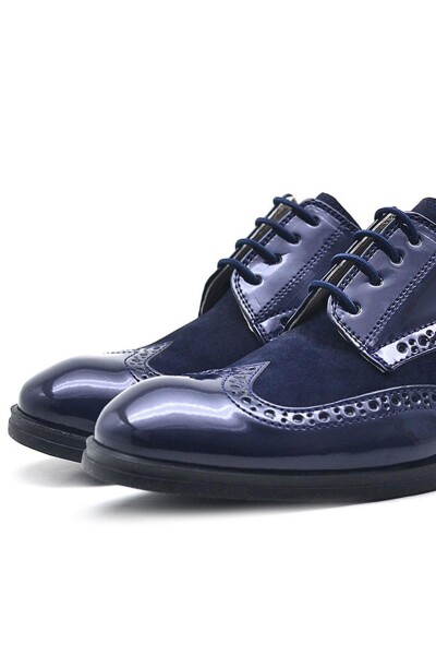 Rakerplus Titan Lacivert Rugan Bağcıklı Süet Detaylı Klasik Erkek Çocuk Ayakkabı - 19