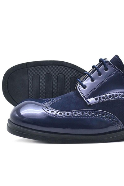 Rakerplus Titan Lacivert Rugan Bağcıklı Süet Detaylı Klasik Erkek Çocuk Ayakkabı - 20