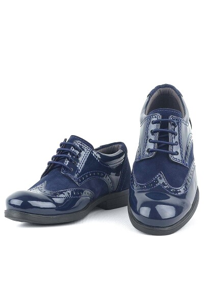 Rakerplus Titan Rugan Bağcıklı Lacivert Süet Klasik Erkek Çocuk Okul Ayakkabı - 12