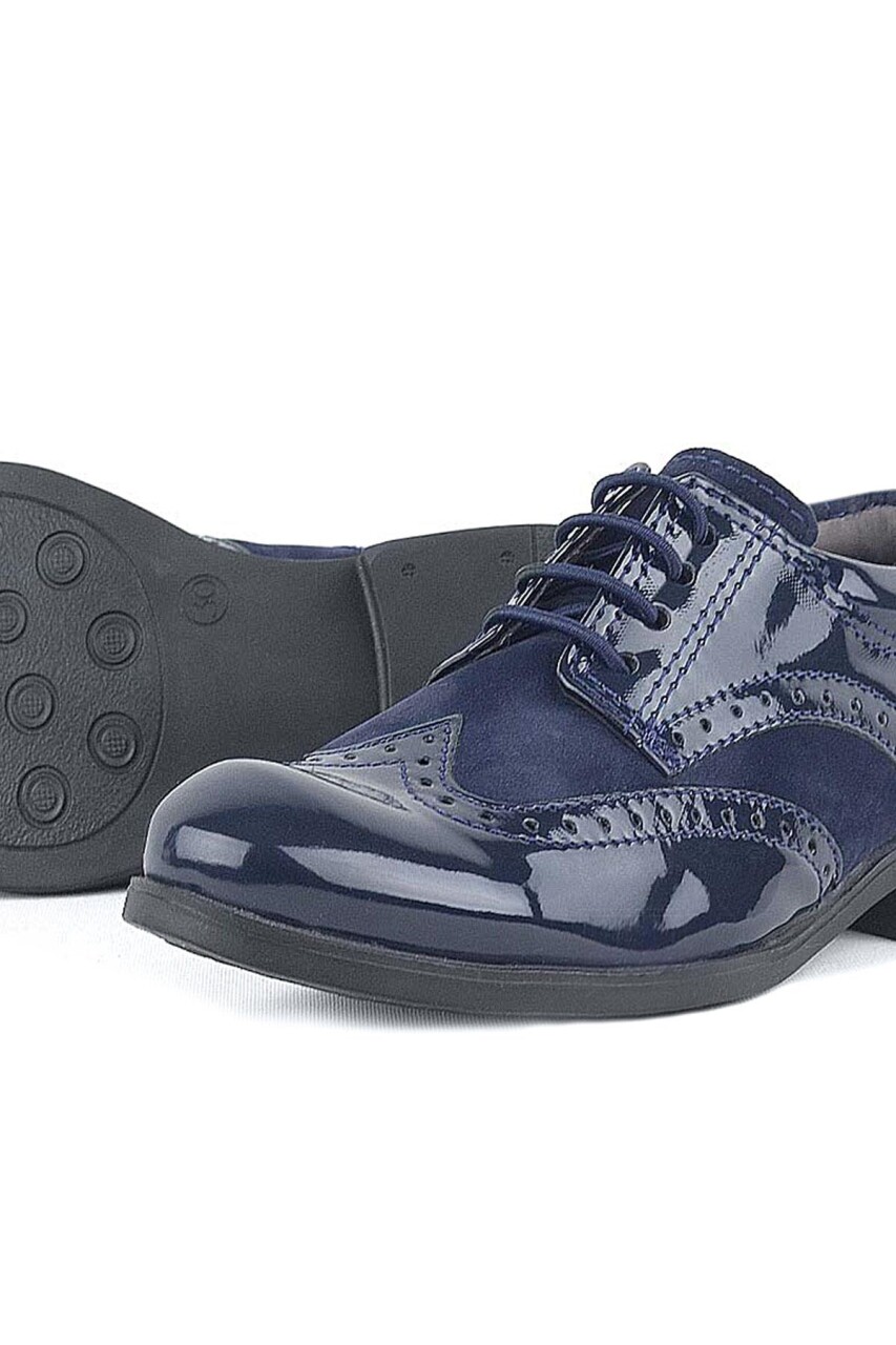 Rakerplus Titan Rugan Bağcıklı Lacivert Süet Klasik Erkek Çocuk Okul Ayakkabı - 30