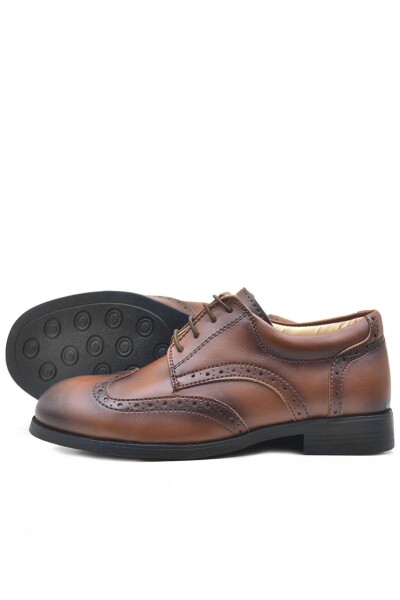 Rakerplus Titan Taba Bağcıklı Klasik Erkek Çocuk Abiye Ayakkabı - 4