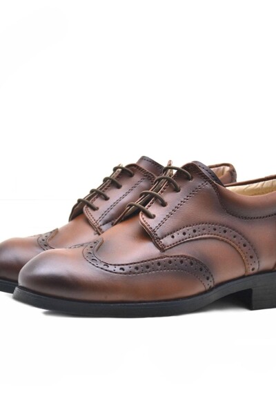 Rakerplus Titan Taba Bağcıklı Klasik Erkek Çocuk Abiye Ayakkabı - 5