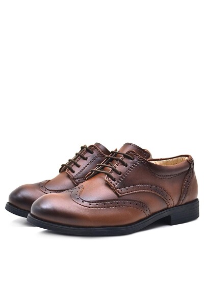 Rakerplus Titan Taba Bağcıklı Klasik Erkek Çocuk Abiye Ayakkabı - 4