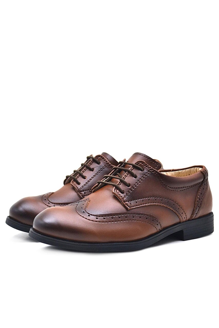 Rakerplus Titan Taba Bağcıklı Klasik Erkek Çocuk Abiye Ayakkabı - 4