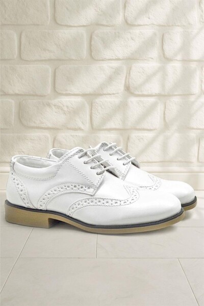 Rakerplus Titan Beyaz Rugan Bağcıklı Klasik Erkek Çocuk Klasik Ayakkabı - 15