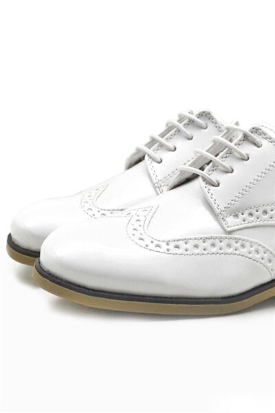 Rakerplus Titan Beyaz Rugan Bağcıklı Klasik Erkek Çocuk Klasik Ayakkabı - 20