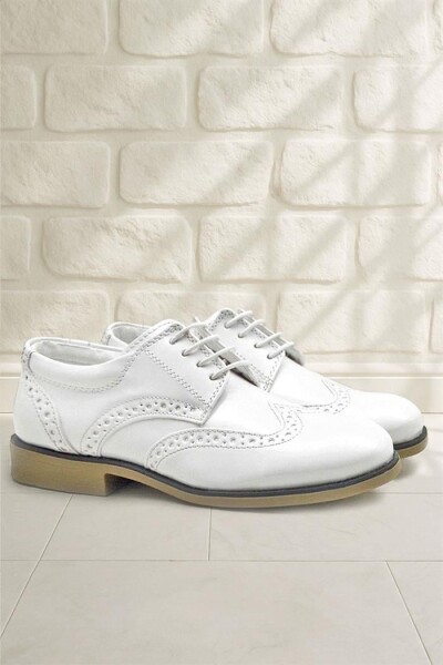 Rakerplus Titan Beyaz Rugan Bağcıklı Klasik Erkek Çocuk Klasik Ayakkabı - 22