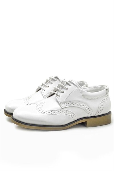 Rakerplus Titan Beyaz Rugan Bağcıklı Klasik Erkek Çocuk Klasik Ayakkabı - 39