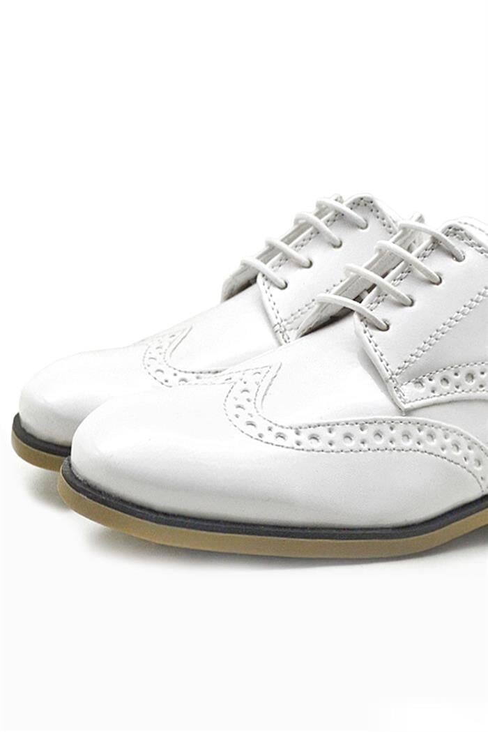 Rakerplus Titan Beyaz Rugan Bağcıklı Klasik Erkek Çocuk Klasik Ayakkabı - 41