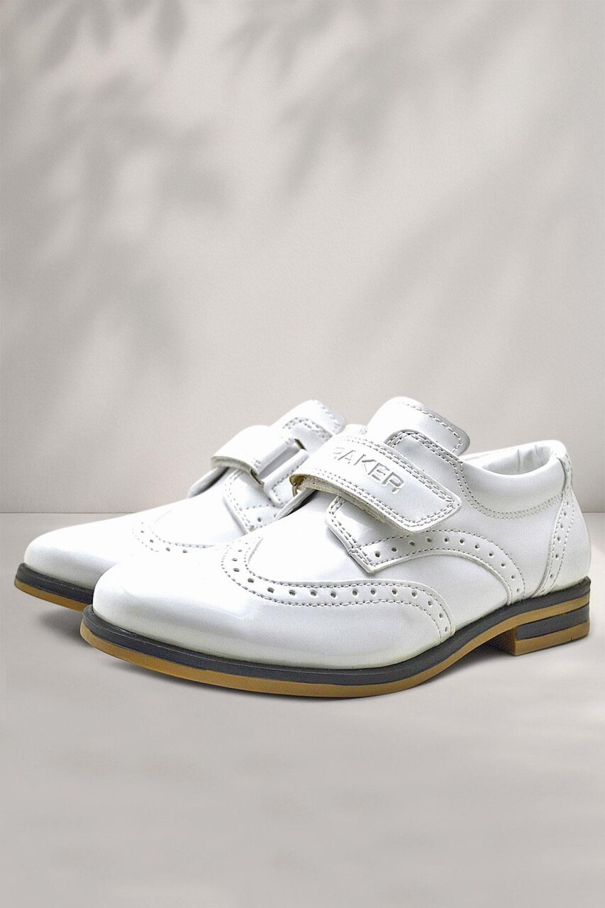 Rakerplus Beyaz Rugan Cırtlı Klasik Erkek Çocuk Ayakkabı - 1