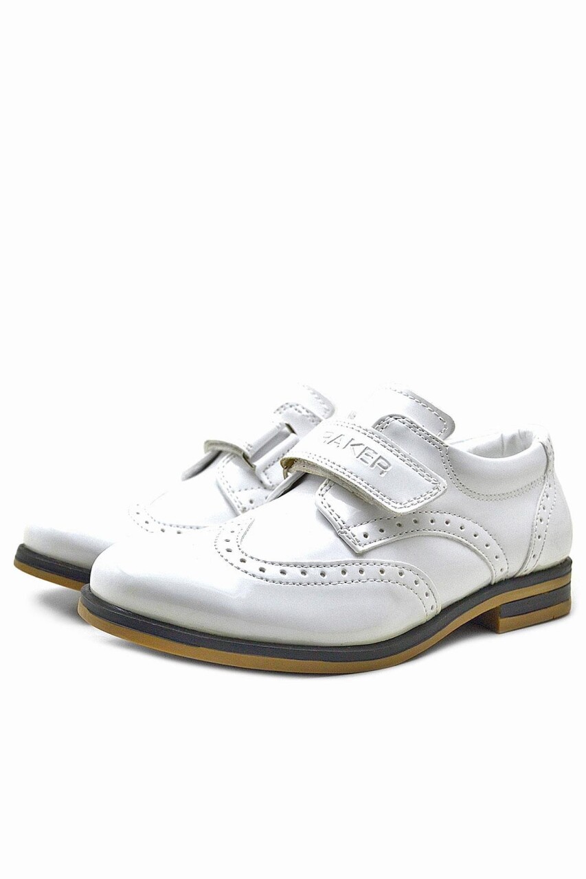 Rakerplus Beyaz Rugan Cırtlı Klasik Erkek Çocuk Ayakkabı - 4