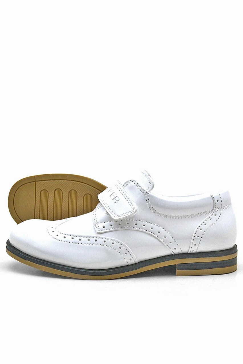 Rakerplus Beyaz Rugan Cırtlı Klasik Erkek Çocuk Ayakkabı - 5