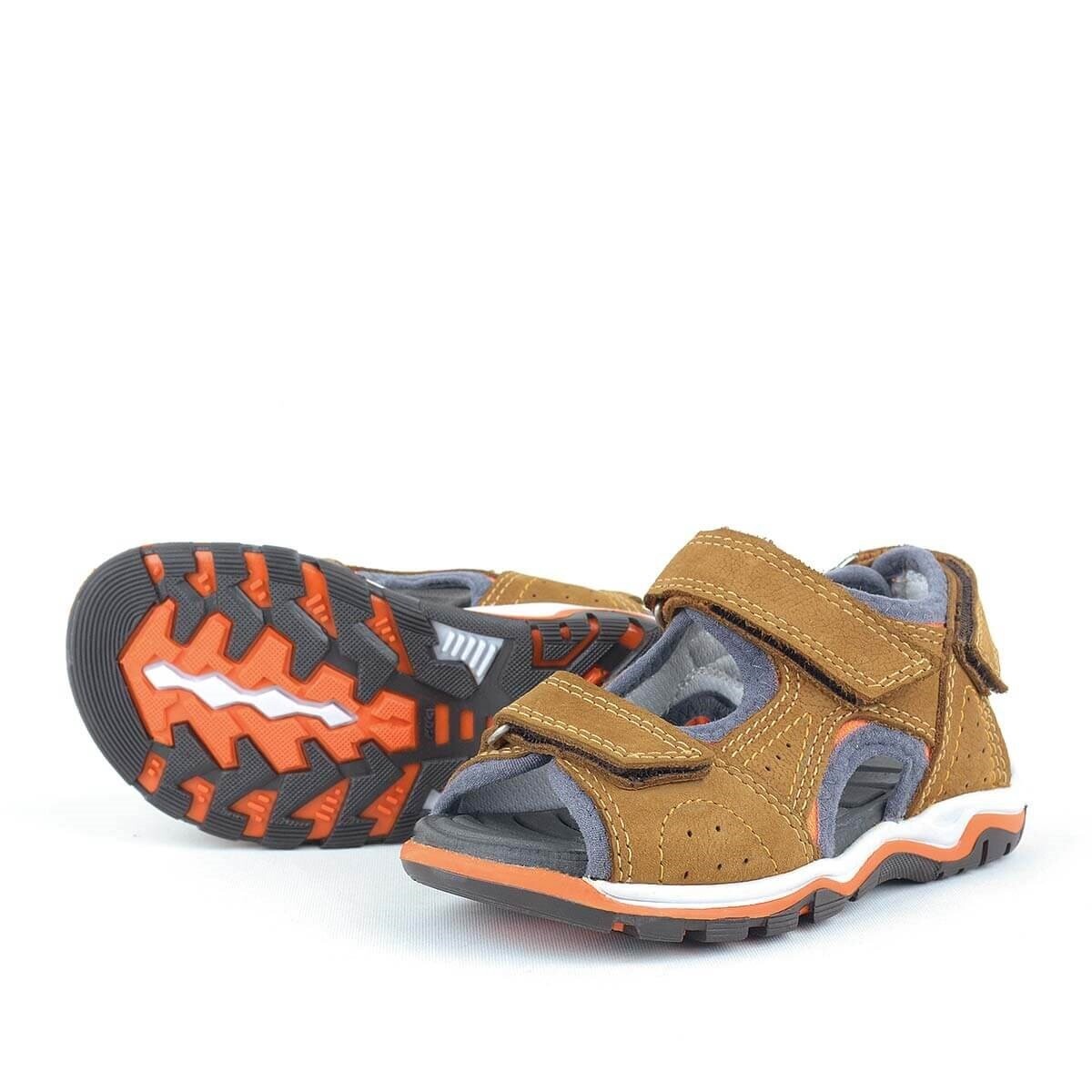 Rakerplus Hakiki Deri Taba Turuncu Erkek Çocuk Sandalet - 4